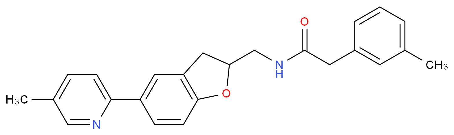 2-(3-methylphenyl)-N-{[5-(5-methyl-2-pyridinyl)-2,3-dihydro-1-benzofuran-2-yl]methyl}acetamide_Molecular_structure_CAS_)