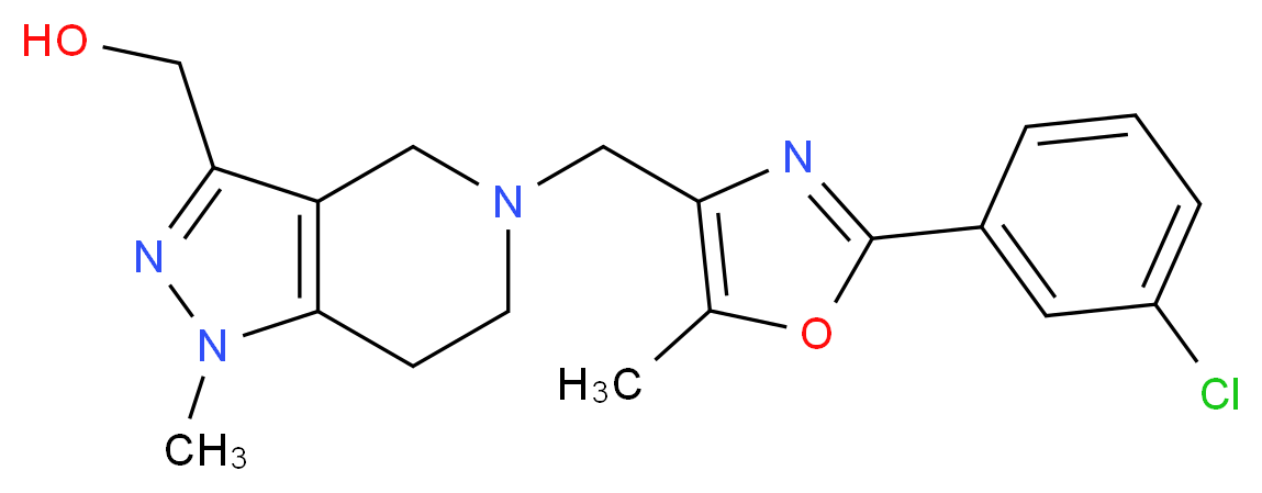 (5-{[2-(3-chlorophenyl)-5-methyl-1,3-oxazol-4-yl]methyl}-1-methyl-4,5,6,7-tetrahydro-1H-pyrazolo[4,3-c]pyridin-3-yl)methanol_Molecular_structure_CAS_)