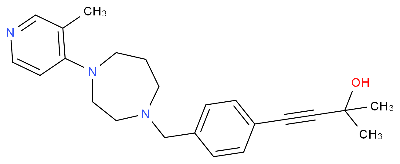 2-methyl-4-(4-{[4-(3-methylpyridin-4-yl)-1,4-diazepan-1-yl]methyl}phenyl)but-3-yn-2-ol_Molecular_structure_CAS_)