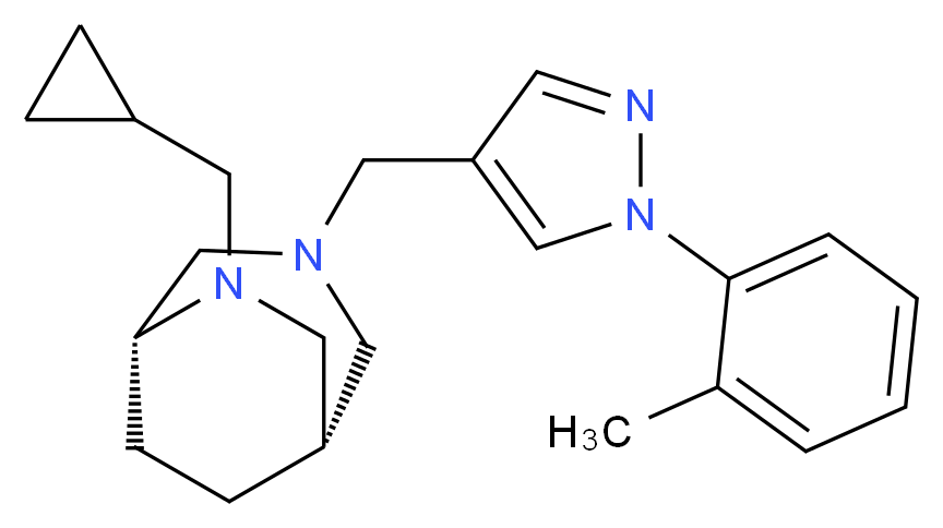 (1S*,5R*)-6-(cyclopropylmethyl)-3-{[1-(2-methylphenyl)-1H-pyrazol-4-yl]methyl}-3,6-diazabicyclo[3.2.2]nonane_Molecular_structure_CAS_)