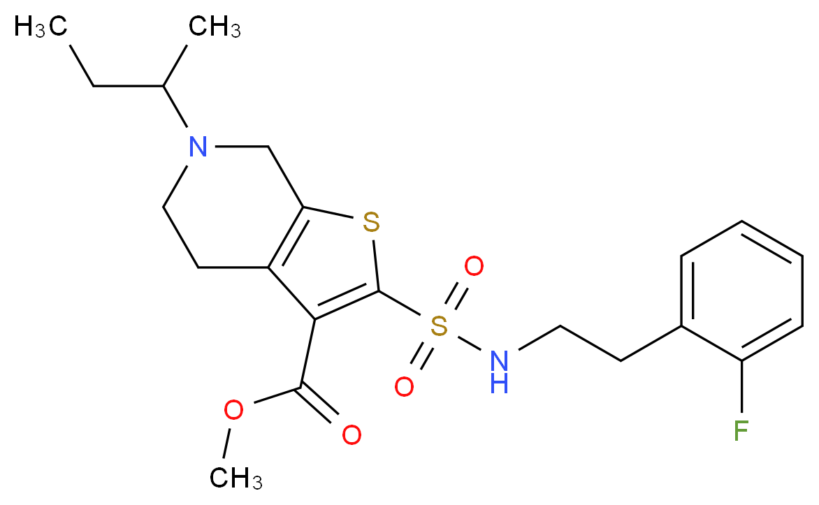 methyl 6-sec-butyl-2-({[2-(2-fluorophenyl)ethyl]amino}sulfonyl)-4,5,6,7-tetrahydrothieno[2,3-c]pyridine-3-carboxylate_Molecular_structure_CAS_)