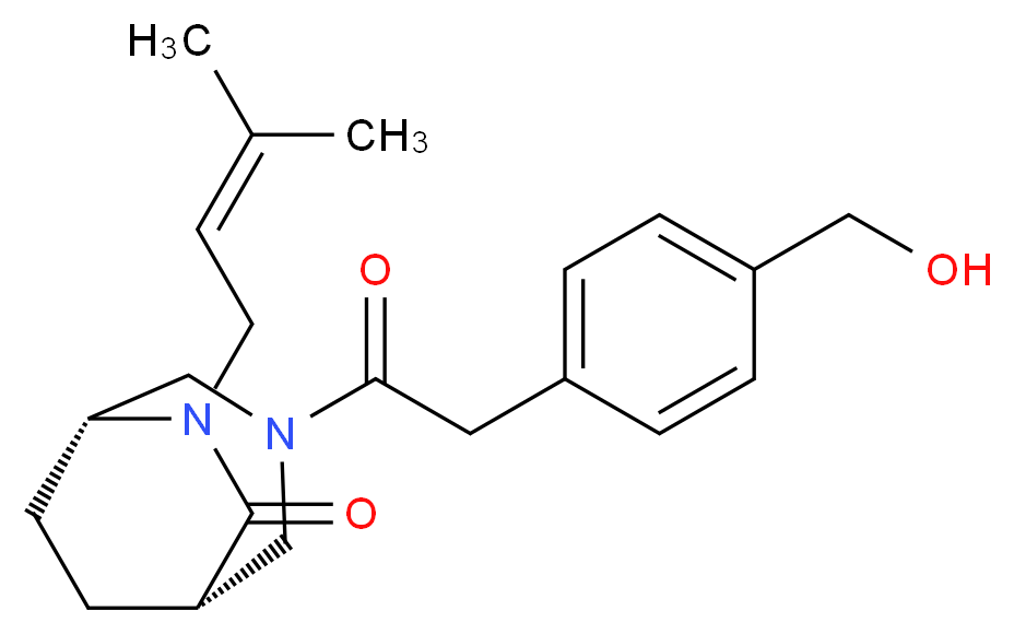 (1S*,5R*)-3-{[4-(hydroxymethyl)phenyl]acetyl}-6-(3-methyl-2-buten-1-yl)-3,6-diazabicyclo[3.2.2]nonan-7-one_Molecular_structure_CAS_)