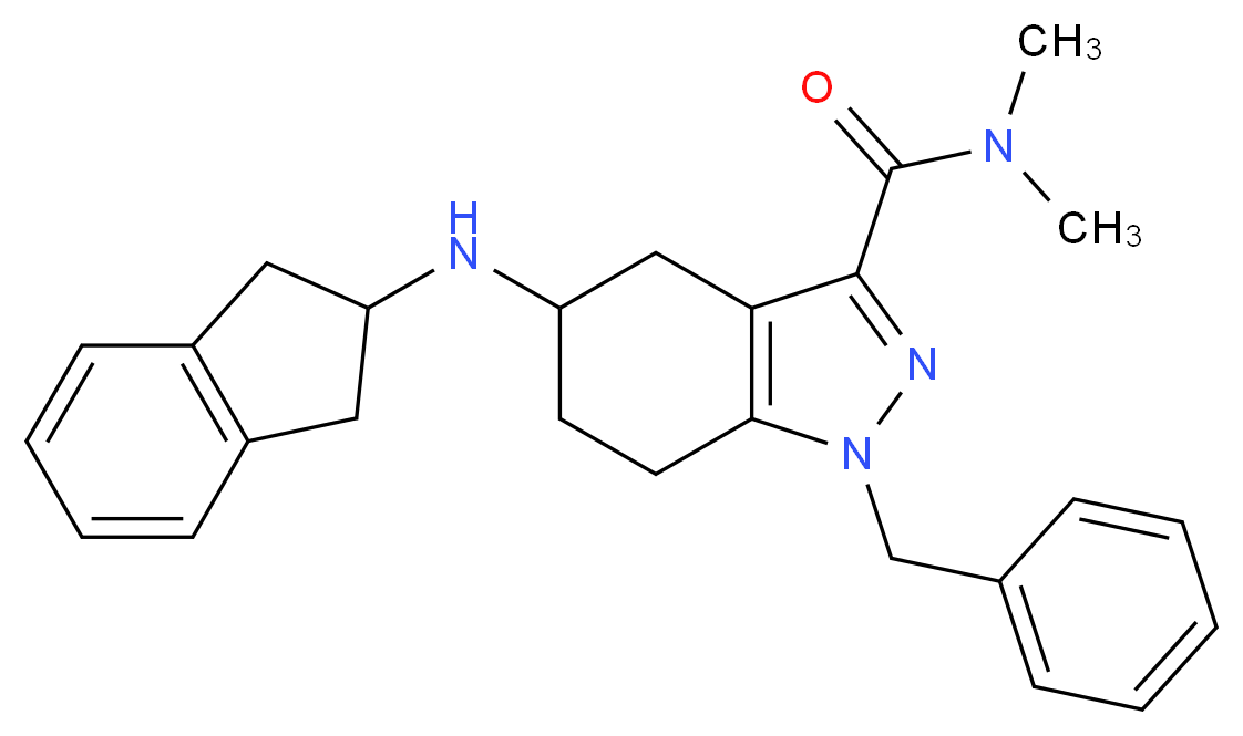 1-benzyl-5-(2,3-dihydro-1H-inden-2-ylamino)-N,N-dimethyl-4,5,6,7-tetrahydro-1H-indazole-3-carboxamide_Molecular_structure_CAS_)