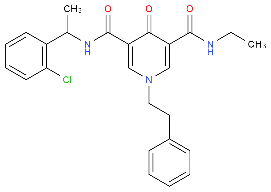 N-[1-(2-chlorophenyl)ethyl]-N'-ethyl-4-oxo-1-(2-phenylethyl)-1,4-dihydro-3,5-pyridinedicarboxamide_Molecular_structure_CAS_)