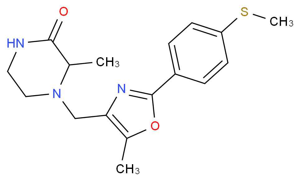 3-methyl-4-({5-methyl-2-[4-(methylthio)phenyl]-1,3-oxazol-4-yl}methyl)piperazin-2-one_Molecular_structure_CAS_)