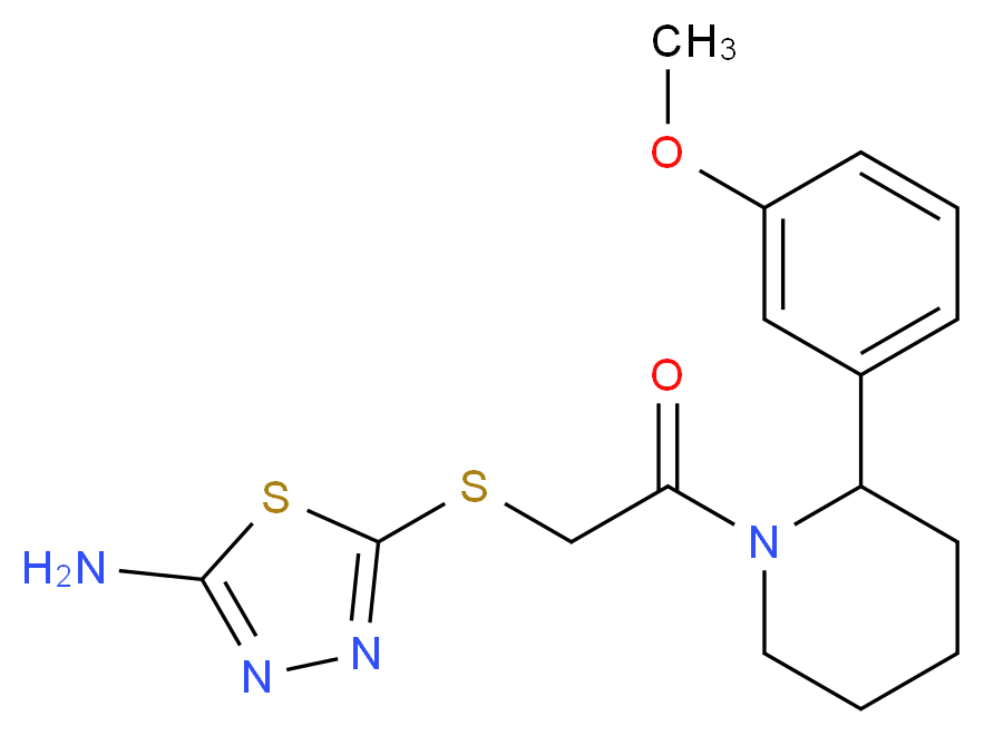 5-({2-[2-(3-methoxyphenyl)piperidin-1-yl]-2-oxoethyl}thio)-1,3,4-thiadiazol-2-amine_Molecular_structure_CAS_)