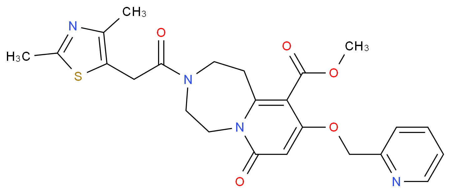 methyl 3-[(2,4-dimethyl-1,3-thiazol-5-yl)acetyl]-7-oxo-9-(2-pyridinylmethoxy)-1,2,3,4,5,7-hexahydropyrido[1,2-d][1,4]diazepine-10-carboxylate_Molecular_structure_CAS_)