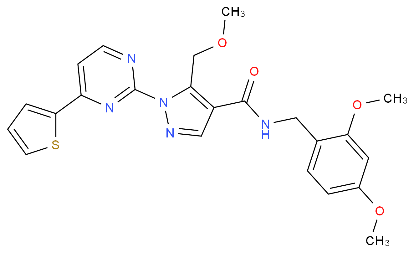 N-(2,4-dimethoxybenzyl)-5-(methoxymethyl)-1-[4-(2-thienyl)-2-pyrimidinyl]-1H-pyrazole-4-carboxamide_Molecular_structure_CAS_)