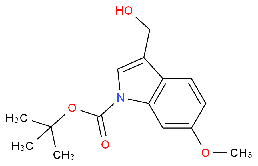 3-(Hydroxymethyl)-6-methoxy-1H-indole, N-BOC protected 98%_Molecular_structure_CAS_)