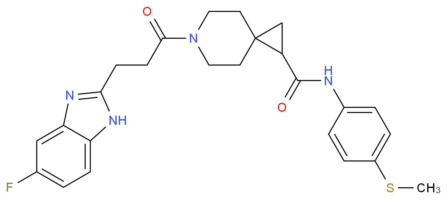 6-[3-(5-fluoro-1H-benzimidazol-2-yl)propanoyl]-N-[4-(methylthio)phenyl]-6-azaspiro[2.5]octane-1-carboxamide_Molecular_structure_CAS_)