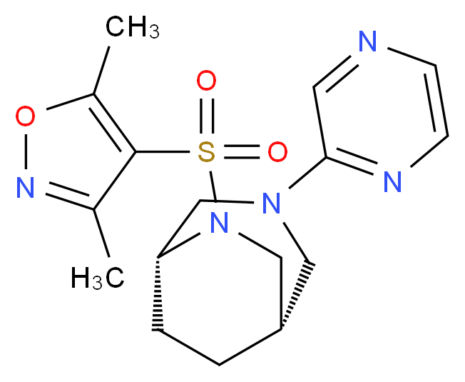 (1S*,5R*)-6-[(3,5-dimethyl-4-isoxazolyl)sulfonyl]-3-(2-pyrazinyl)-3,6-diazabicyclo[3.2.2]nonane_Molecular_structure_CAS_)