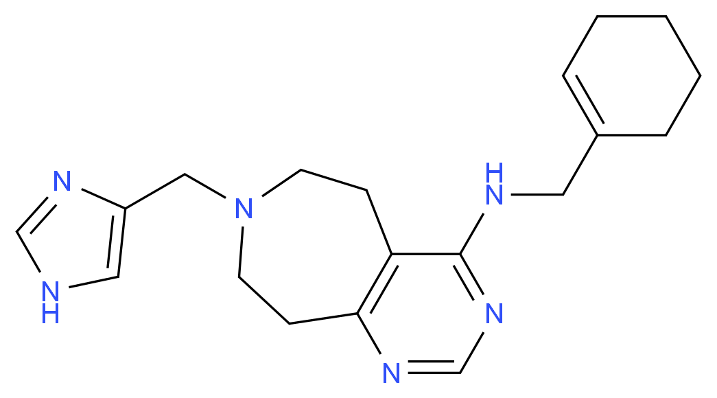 N-(cyclohex-1-en-1-ylmethyl)-7-(1H-imidazol-4-ylmethyl)-6,7,8,9-tetrahydro-5H-pyrimido[4,5-d]azepin-4-amine_Molecular_structure_CAS_)