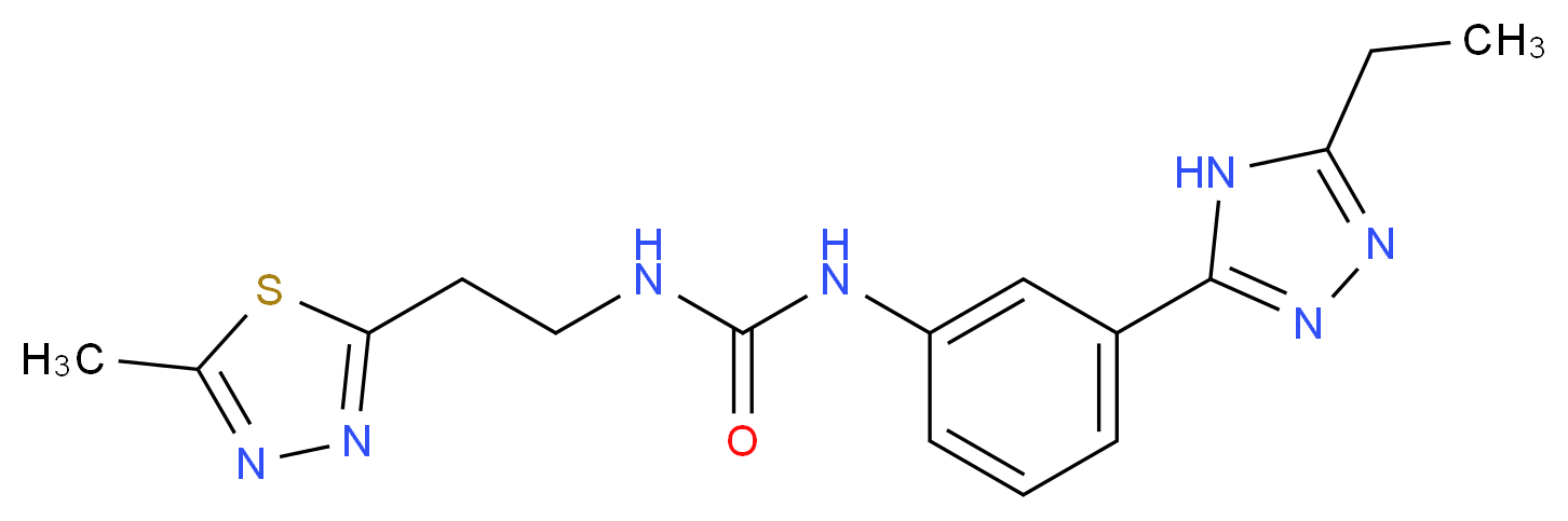 N-[3-(5-ethyl-4H-1,2,4-triazol-3-yl)phenyl]-N'-[2-(5-methyl-1,3,4-thiadiazol-2-yl)ethyl]urea_Molecular_structure_CAS_)