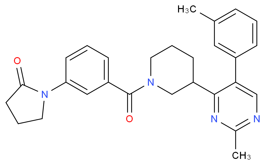 1-[3-({3-[2-methyl-5-(3-methylphenyl)-4-pyrimidinyl]-1-piperidinyl}carbonyl)phenyl]-2-pyrrolidinone_Molecular_structure_CAS_)