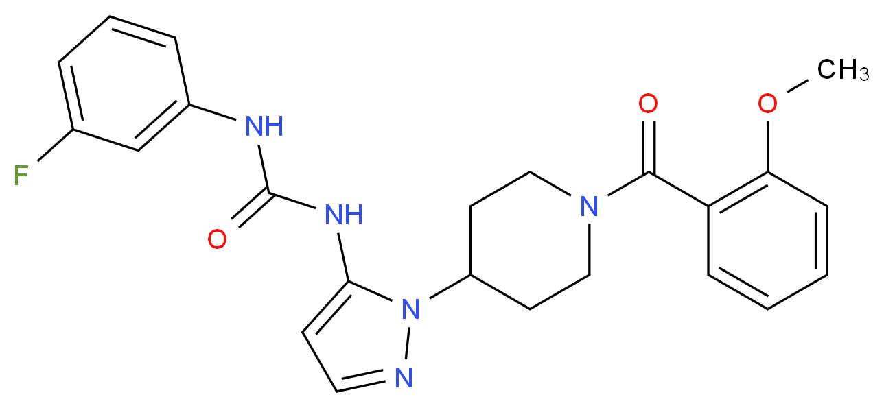N-(3-fluorophenyl)-N'-{1-[1-(2-methoxybenzoyl)-4-piperidinyl]-1H-pyrazol-5-yl}urea_Molecular_structure_CAS_)