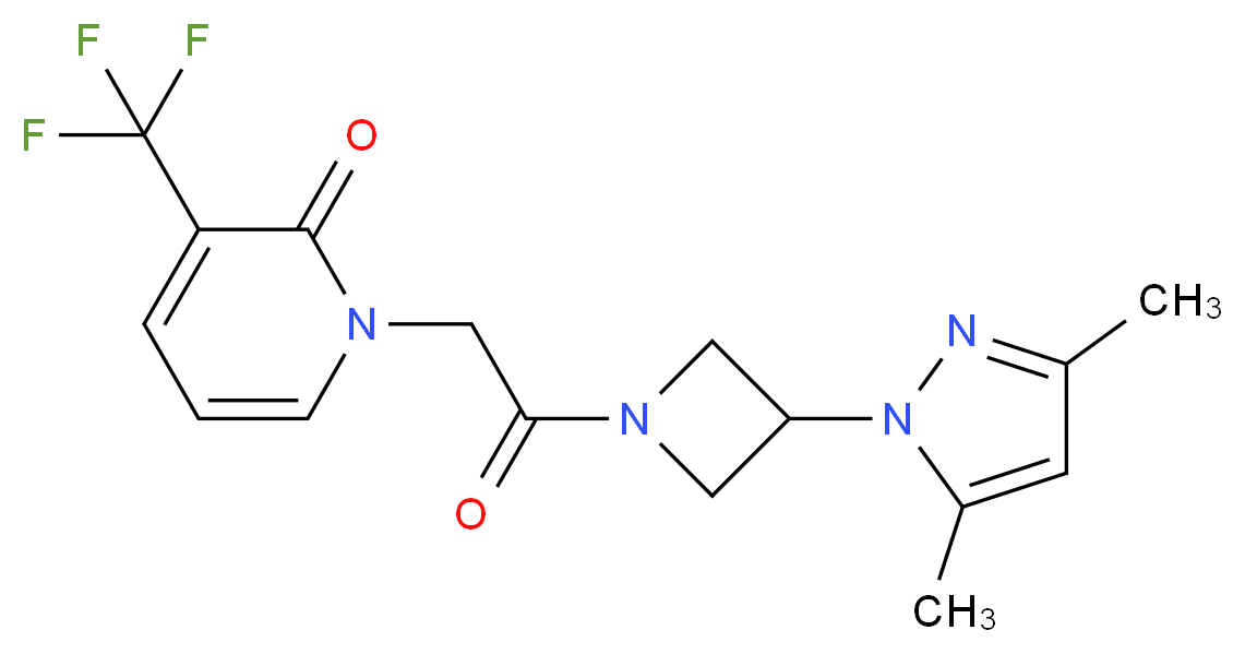 1-{2-[3-(3,5-dimethyl-1H-pyrazol-1-yl)azetidin-1-yl]-2-oxoethyl}-3-(trifluoromethyl)pyridin-2(1H)-one_Molecular_structure_CAS_)