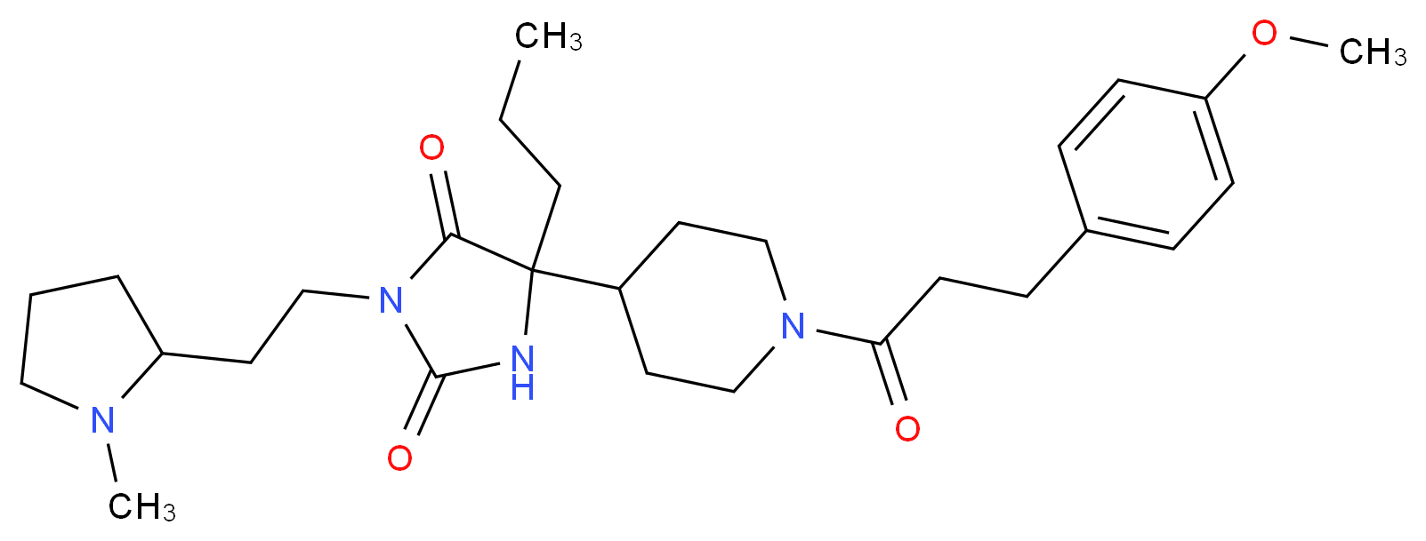 5-{1-[3-(4-methoxyphenyl)propanoyl]-4-piperidinyl}-3-[2-(1-methyl-2-pyrrolidinyl)ethyl]-5-propyl-2,4-imidazolidinedione_Molecular_structure_CAS_)