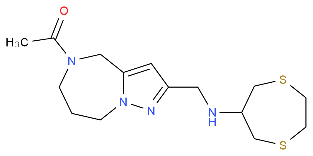 N-[(5-acetyl-5,6,7,8-tetrahydro-4H-pyrazolo[1,5-a][1,4]diazepin-2-yl)methyl]-1,4-dithiepan-6-amine_Molecular_structure_CAS_)
