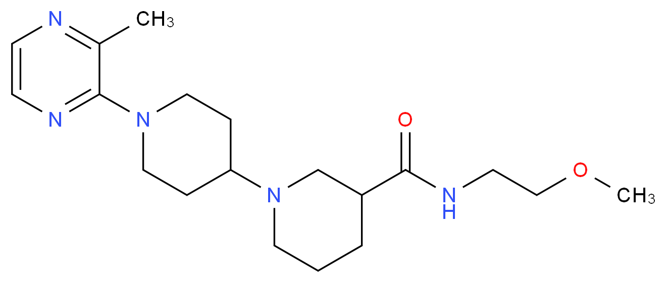 N-(2-methoxyethyl)-1'-(3-methylpyrazin-2-yl)-1,4'-bipiperidine-3-carboxamide_Molecular_structure_CAS_)