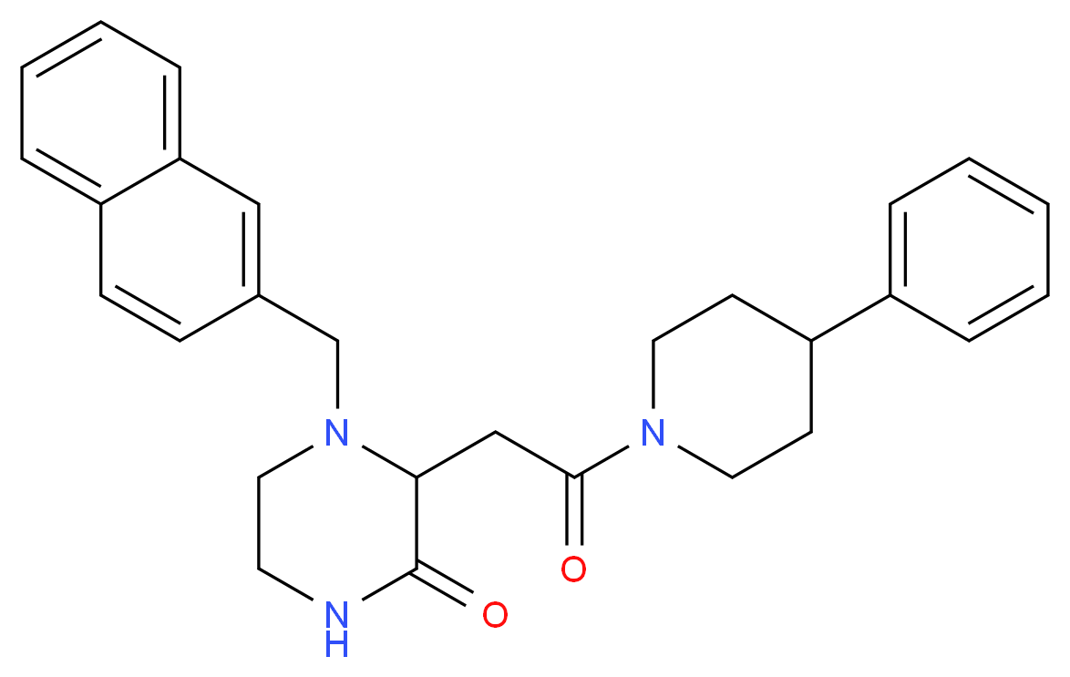 4-(2-naphthylmethyl)-3-[2-oxo-2-(4-phenyl-1-piperidinyl)ethyl]-2-piperazinone_Molecular_structure_CAS_)