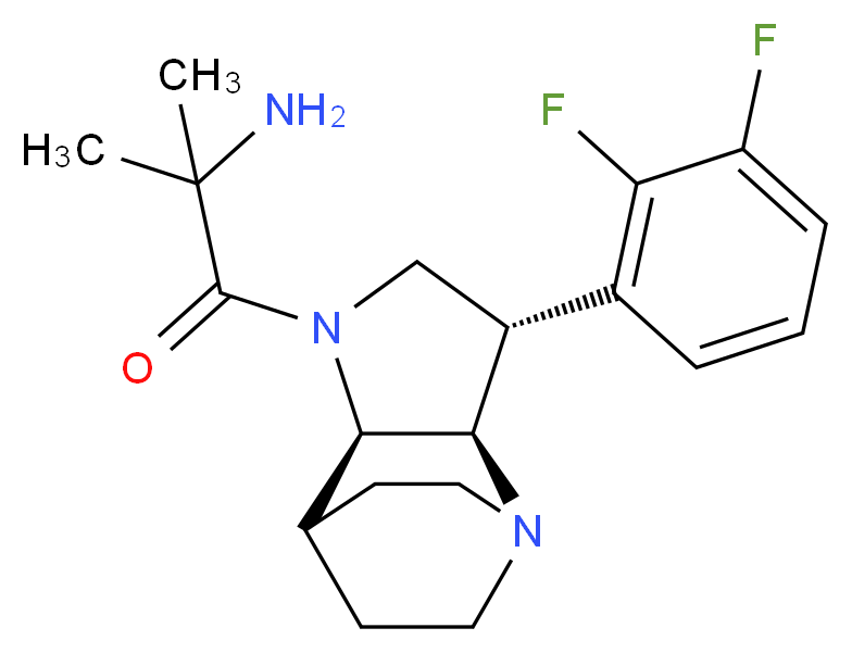 1-[(2R*,3S*,6R*)-3-(2,3-difluorophenyl)-1,5-diazatricyclo[5.2.2.0~2,6~]undec-5-yl]-2-methyl-1-oxo-2-propanamine_Molecular_structure_CAS_)