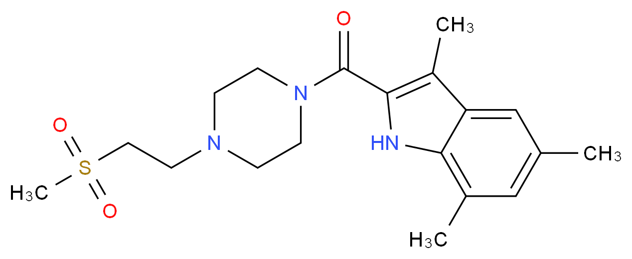3,5,7-trimethyl-2-({4-[2-(methylsulfonyl)ethyl]-1-piperazinyl}carbonyl)-1H-indole_Molecular_structure_CAS_)