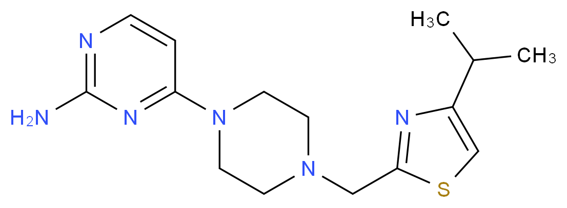 4-{4-[(4-isopropyl-1,3-thiazol-2-yl)methyl]piperazin-1-yl}pyrimidin-2-amine_Molecular_structure_CAS_)