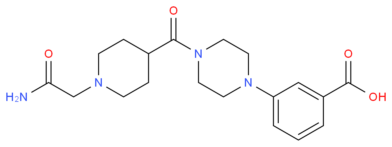 3-(4-{[1-(2-amino-2-oxoethyl)-4-piperidinyl]carbonyl}-1-piperazinyl)benzoic acid_Molecular_structure_CAS_)