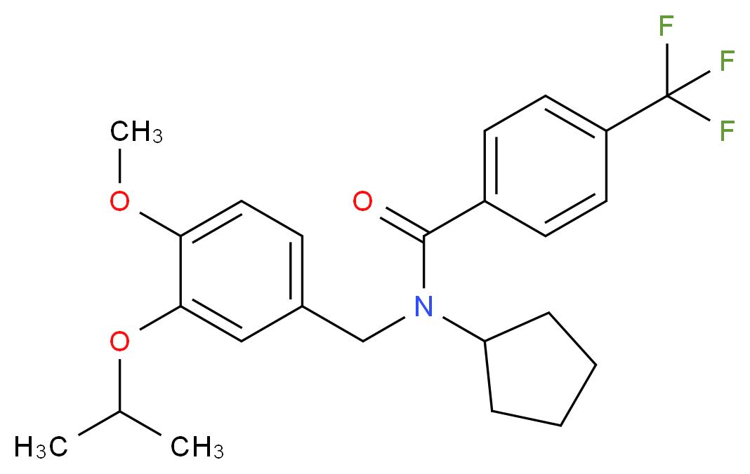 N-cyclopentyl-N-(3-isopropoxy-4-methoxybenzyl)-4-(trifluoromethyl)benzamide_Molecular_structure_CAS_)