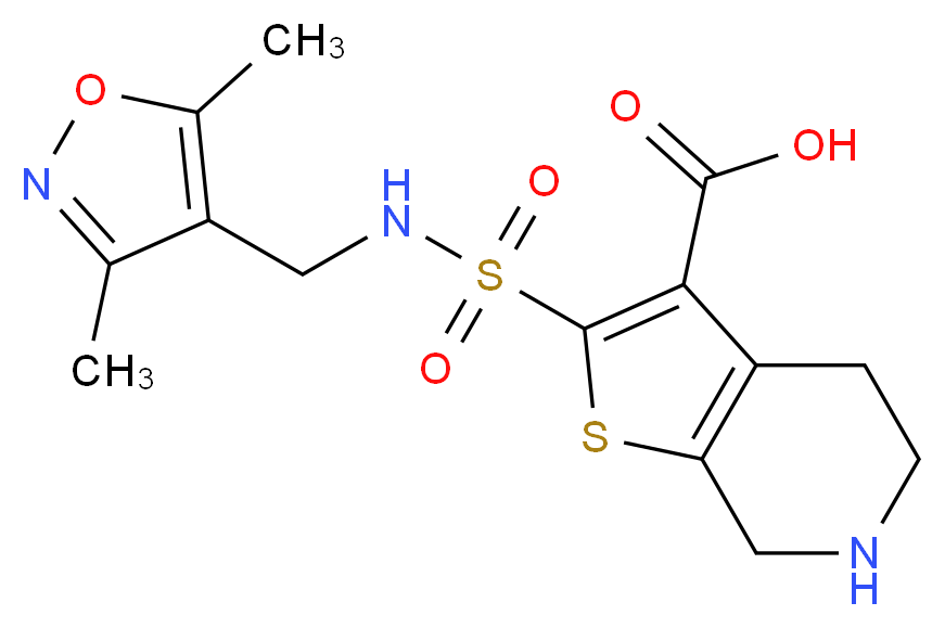2-({[(3,5-dimethylisoxazol-4-yl)methyl]amino}sulfonyl)-4,5,6,7-tetrahydrothieno[2,3-c]pyridine-3-carboxylic acid_Molecular_structure_CAS_)