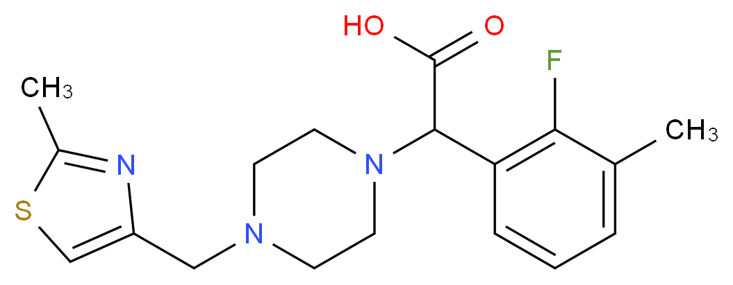 (2-fluoro-3-methylphenyl){4-[(2-methyl-1,3-thiazol-4-yl)methyl]piperazin-1-yl}acetic acid_Molecular_structure_CAS_)