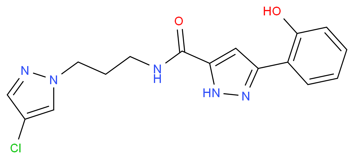 N-[3-(4-chloro-1H-pyrazol-1-yl)propyl]-3-(2-hydroxyphenyl)-1H-pyrazole-5-carboxamide_Molecular_structure_CAS_)