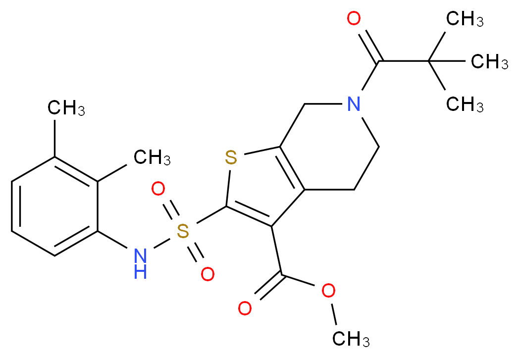methyl 2-{[(2,3-dimethylphenyl)amino]sulfonyl}-6-(2,2-dimethylpropanoyl)-4,5,6,7-tetrahydrothieno[2,3-c]pyridine-3-carboxylate_Molecular_structure_CAS_)