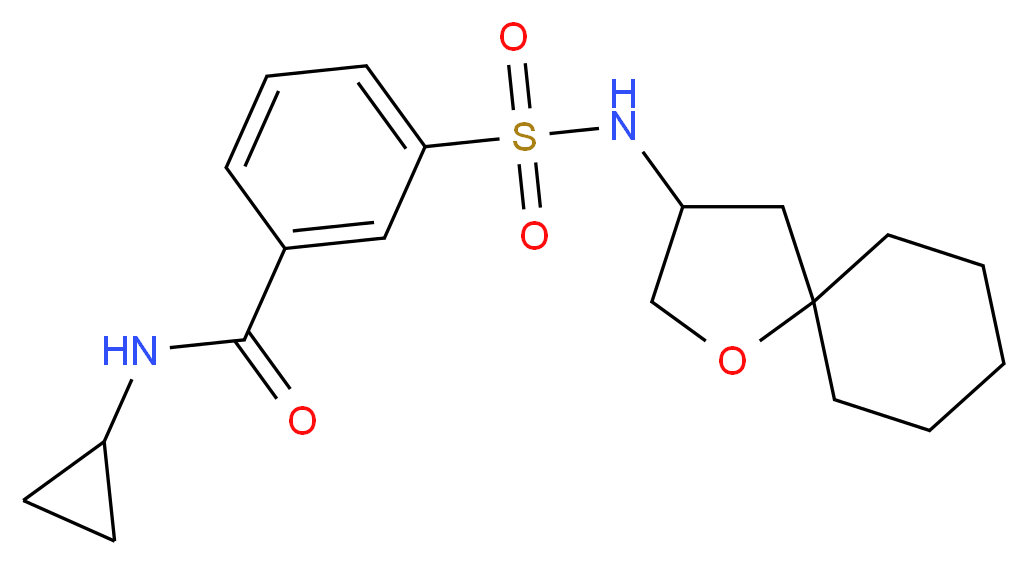 N-cyclopropyl-3-[(1-oxaspiro[4.5]dec-3-ylamino)sulfonyl]benzamide_Molecular_structure_CAS_)