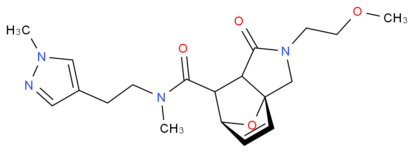 (3aR*,6S*)-2-(2-methoxyethyl)-N-methyl-N-[2-(1-methyl-1H-pyrazol-4-yl)ethyl]-1-oxo-1,2,3,6,7,7a-hexahydro-3a,6-epoxyisoindole-7-carboxamide_Molecular_structure_CAS_)
