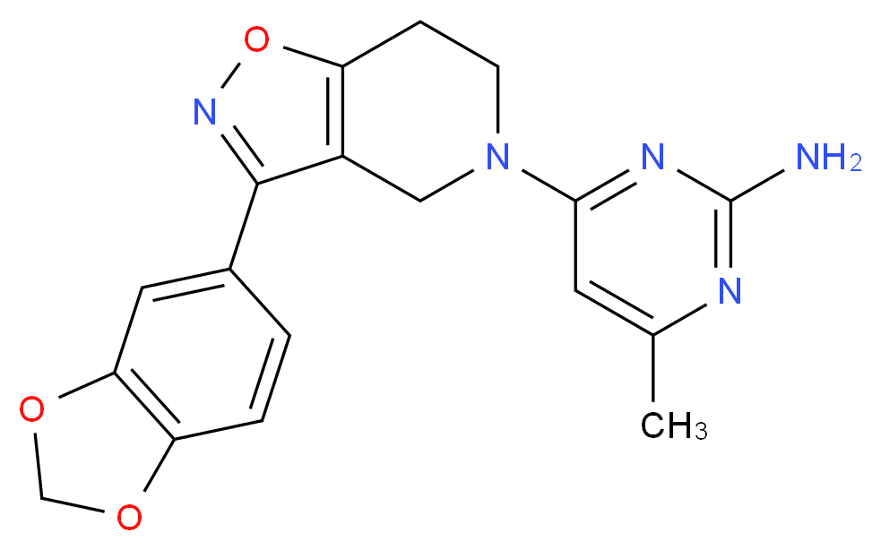 4-[3-(1,3-benzodioxol-5-yl)-6,7-dihydroisoxazolo[4,5-c]pyridin-5(4H)-yl]-6-methylpyrimidin-2-amine_Molecular_structure_CAS_)