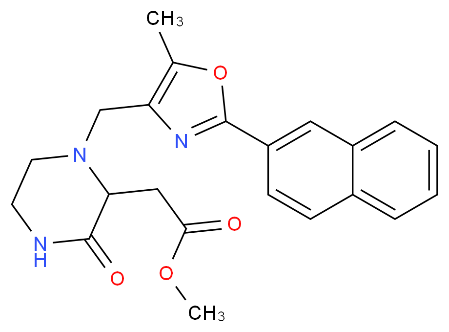 methyl (1-{[5-methyl-2-(2-naphthyl)-1,3-oxazol-4-yl]methyl}-3-oxo-2-piperazinyl)acetate_Molecular_structure_CAS_)