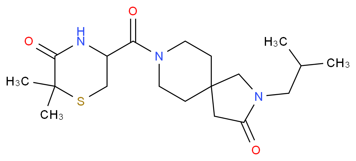 8-[(6,6-dimethyl-5-oxothiomorpholin-3-yl)carbonyl]-2-isobutyl-2,8-diazaspiro[4.5]decan-3-one_Molecular_structure_CAS_)