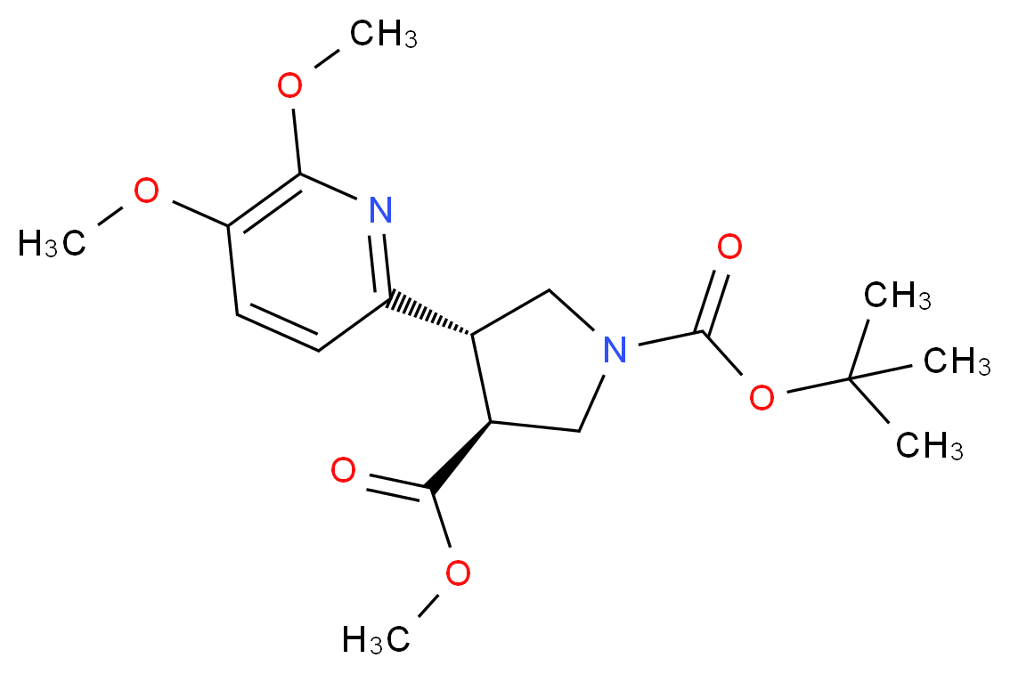 (Rac-trans)-1-tert-Butyl 3-methyl 4-(5,6-dimethoxy pyridin-2-yl)pyrrolidine-1,3-dicarboxylate_Molecular_structure_CAS_)