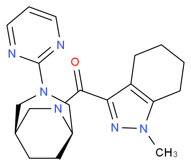 1-methyl-3-{[(1S*,5R*)-3-(2-pyrimidinyl)-3,6-diazabicyclo[3.2.2]non-6-yl]carbonyl}-4,5,6,7-tetrahydro-1H-indazole_Molecular_structure_CAS_)