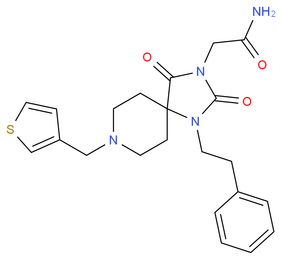 2-[2,4-dioxo-1-(2-phenylethyl)-8-(3-thienylmethyl)-1,3,8-triazaspiro[4.5]dec-3-yl]acetamide_Molecular_structure_CAS_)