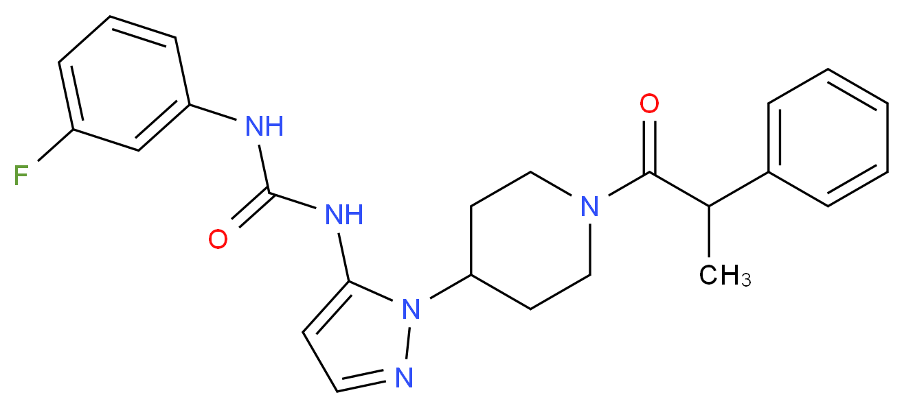 N-(3-fluorophenyl)-N'-{1-[1-(2-phenylpropanoyl)-4-piperidinyl]-1H-pyrazol-5-yl}urea_Molecular_structure_CAS_)