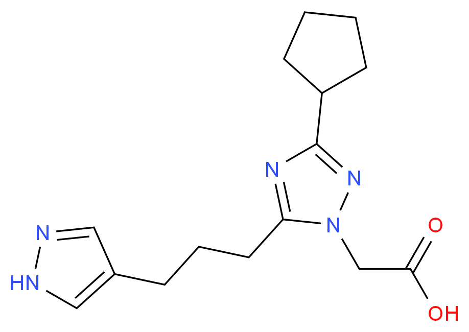 {3-cyclopentyl-5-[3-(1H-pyrazol-4-yl)propyl]-1H-1,2,4-triazol-1-yl}acetic acid_Molecular_structure_CAS_)