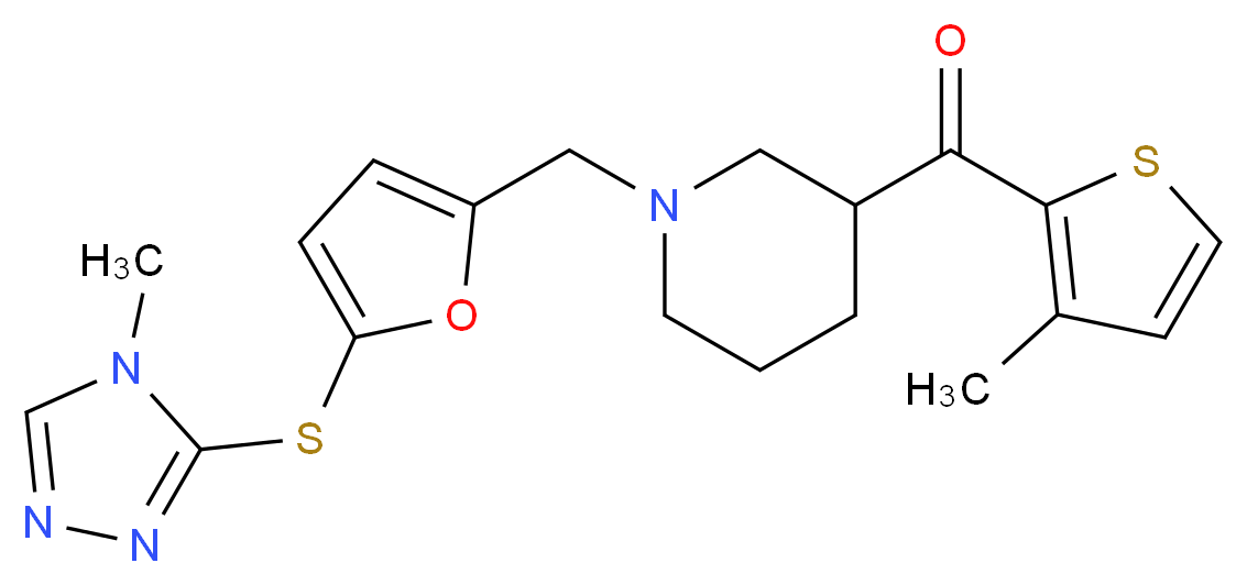 (3-methyl-2-thienyl)[1-({5-[(4-methyl-4H-1,2,4-triazol-3-yl)thio]-2-furyl}methyl)-3-piperidinyl]methanone_Molecular_structure_CAS_)