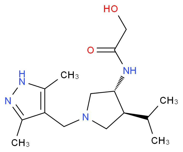 N-{(3R*,4S*)-1-[(3,5-dimethyl-1H-pyrazol-4-yl)methyl]-4-isopropyl-3-pyrrolidinyl}-2-hydroxyacetamide_Molecular_structure_CAS_)