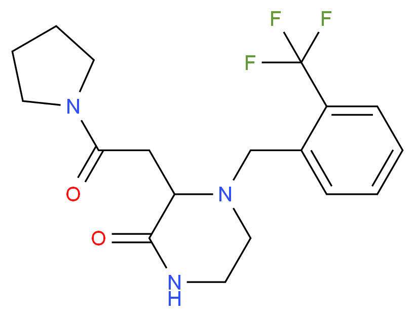 3-[2-oxo-2-(1-pyrrolidinyl)ethyl]-4-[2-(trifluoromethyl)benzyl]-2-piperazinone_Molecular_structure_CAS_)