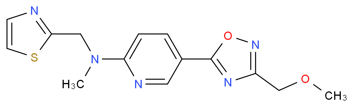 5-[3-(methoxymethyl)-1,2,4-oxadiazol-5-yl]-N-methyl-N-(1,3-thiazol-2-ylmethyl)-2-pyridinamine_Molecular_structure_CAS_)