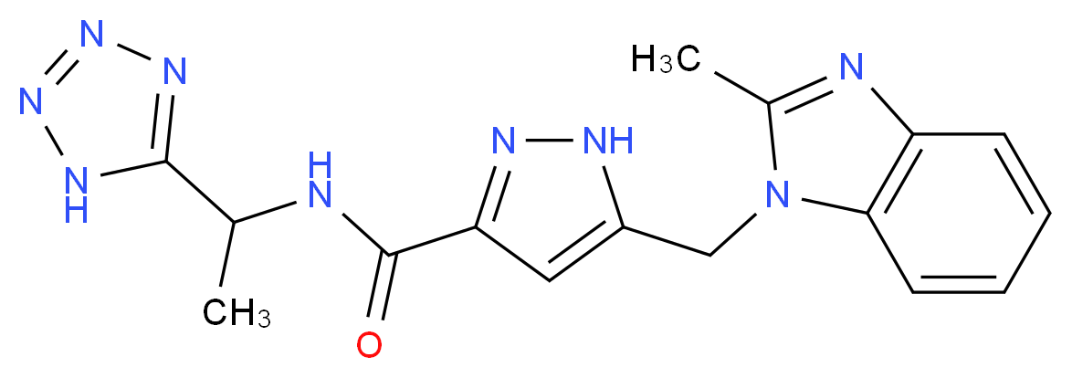 5-[(2-methyl-1H-benzimidazol-1-yl)methyl]-N-[1-(1H-tetrazol-5-yl)ethyl]-1H-pyrazole-3-carboxamide_Molecular_structure_CAS_)