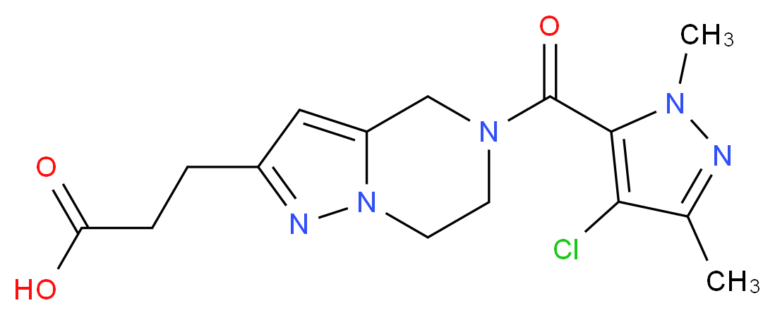 3-{5-[(4-chloro-1,3-dimethyl-1H-pyrazol-5-yl)carbonyl]-4,5,6,7-tetrahydropyrazolo[1,5-a]pyrazin-2-yl}propanoic acid_Molecular_structure_CAS_)