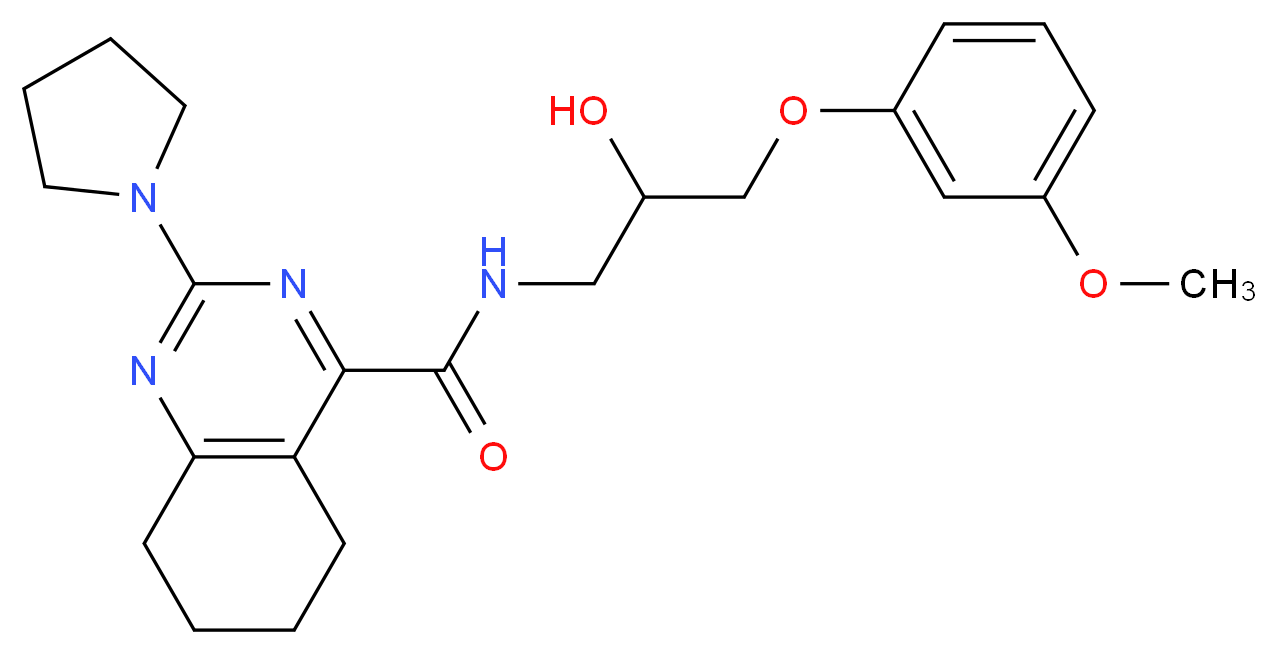 N-[2-hydroxy-3-(3-methoxyphenoxy)propyl]-2-(1-pyrrolidinyl)-5,6,7,8-tetrahydro-4-quinazolinecarboxamide_Molecular_structure_CAS_)